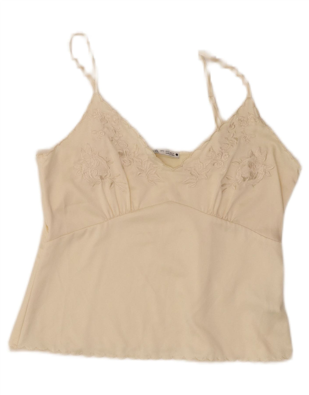 ZARA Womens Sleepwear 2 Piece Set UK 12 Medium Off White Floral Polyester Vintage Zara and Second-Hand Zara from Messina Hembry 