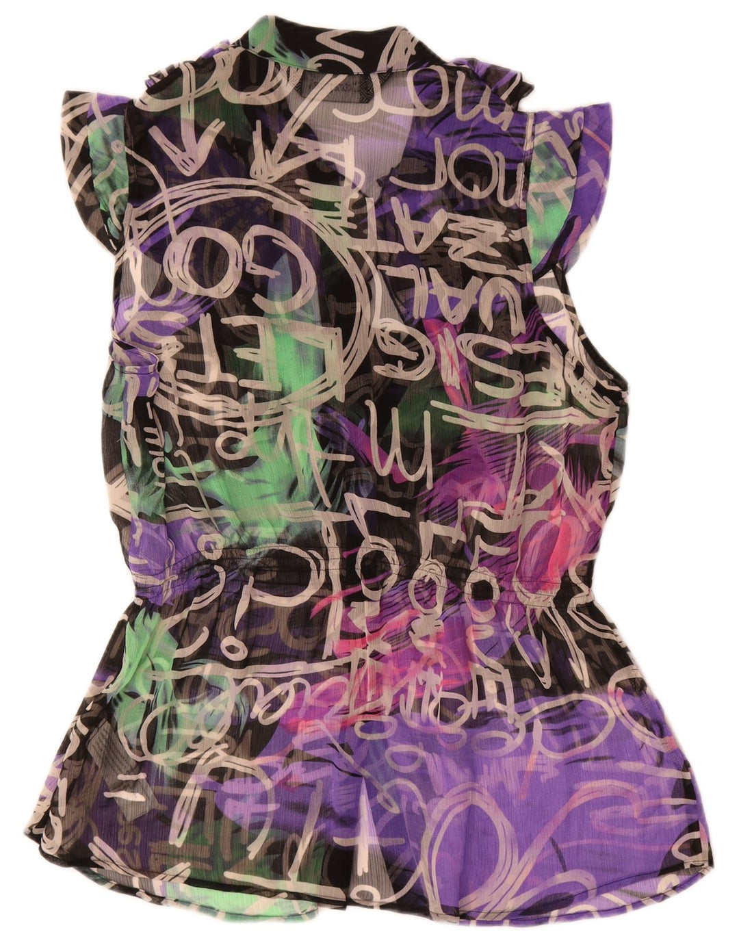 Desigual Dame grafisk skjorte bluse EU 44 XL flerfarvet polyester