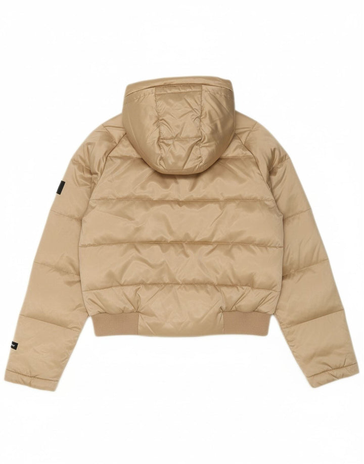GEOX RESPIRA Womens Oversized Hooded Padded Jacket UK 10 Small Beige Vintage Geox Respira and Second-Hand Geox Respira from Messina Hembry 
