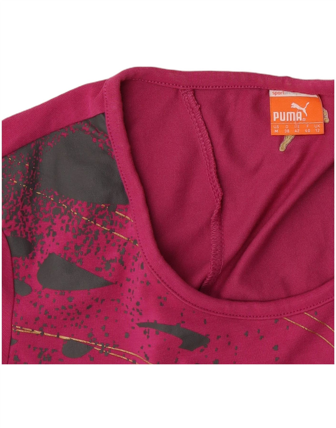 Puma Grafisk T-Shirt Top UK 12 Medium Pink