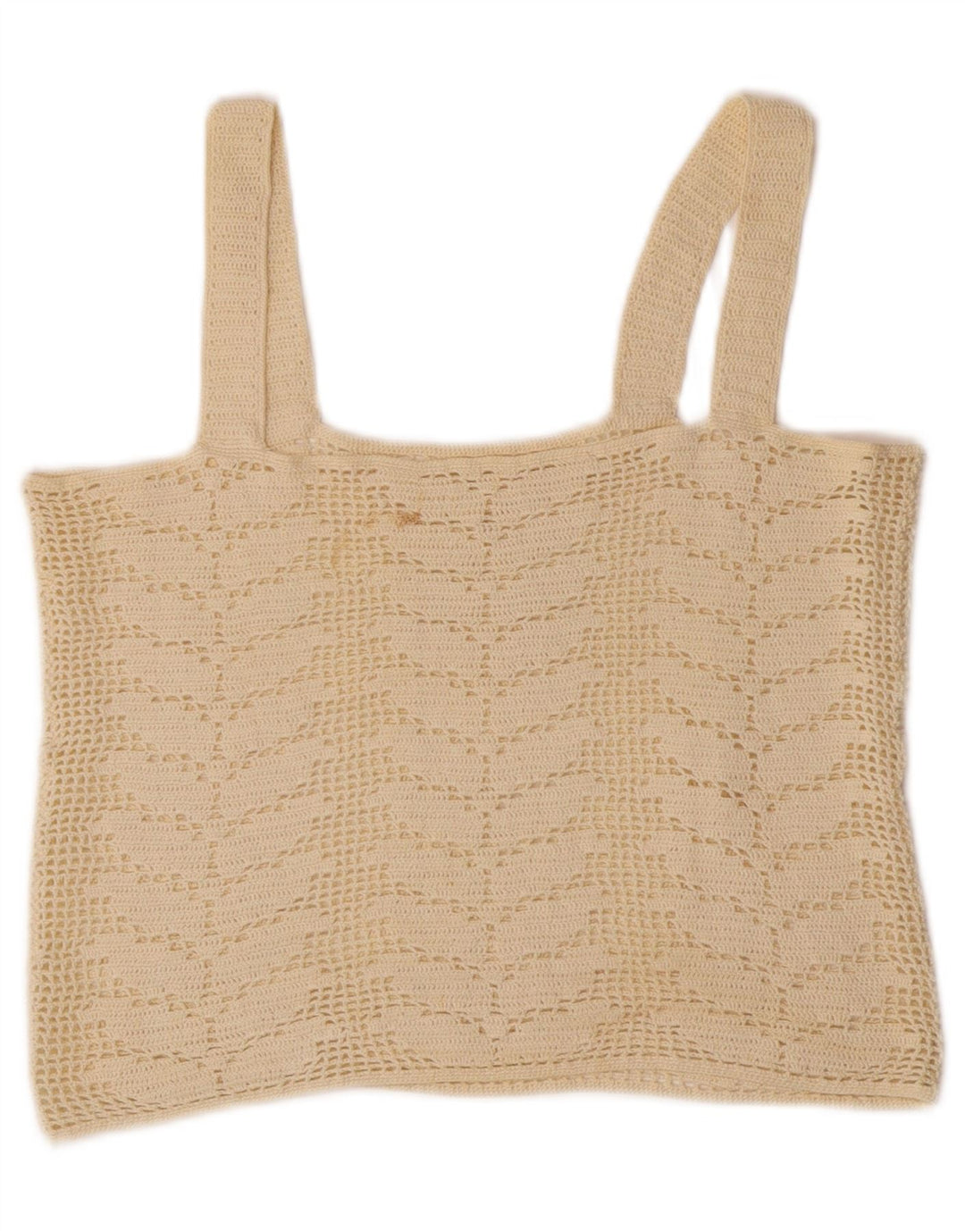 Vintage Dame Crop Hæklet Cami Top UK 10 Small Off White