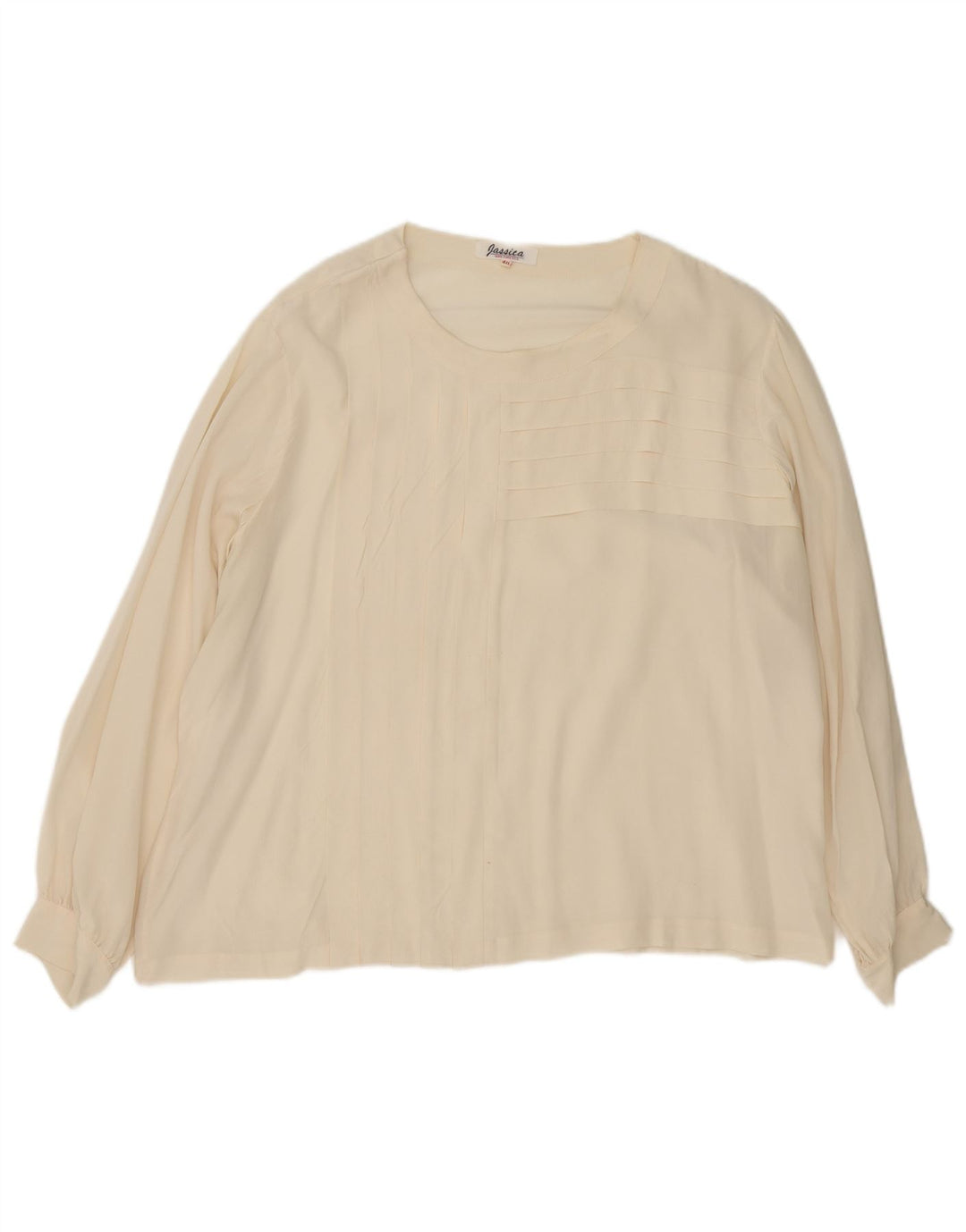 Vintage Dame Langærmet Oversized Bluse Top IT 46 Large Off White Silke