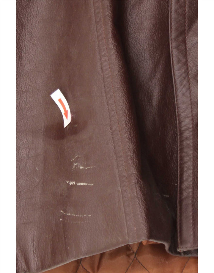 Vintage Herre Læder Trench Coat UK 36 Lille Brun