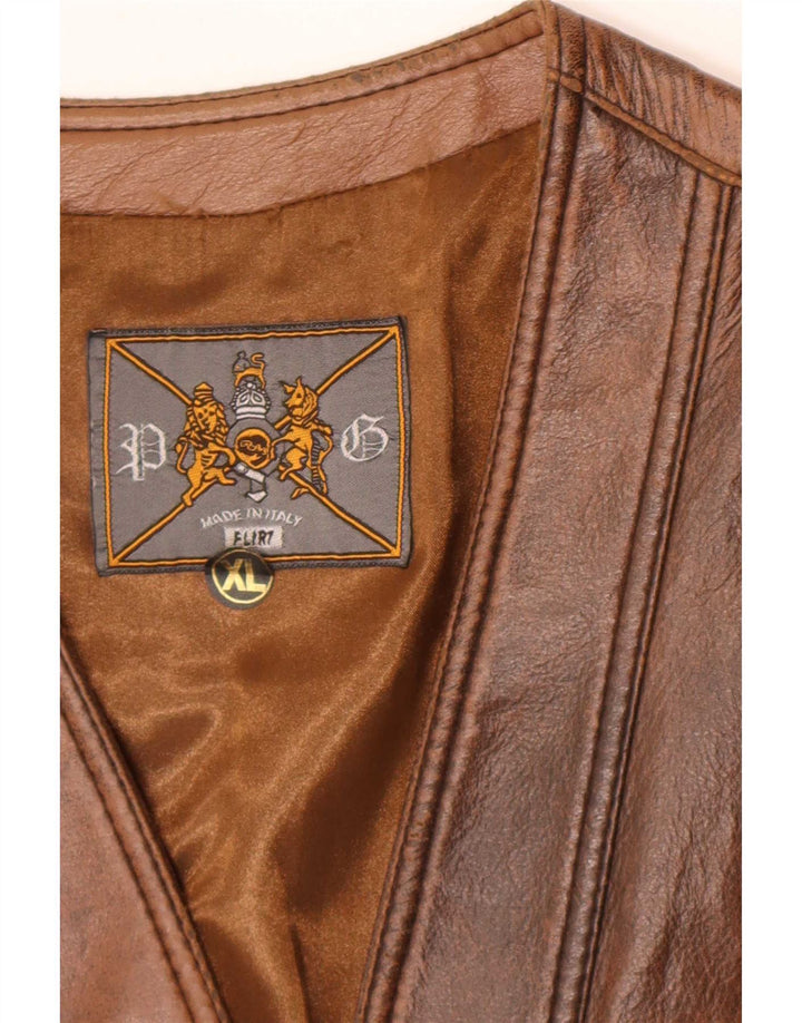 Vintage herre lædervest XL brun
