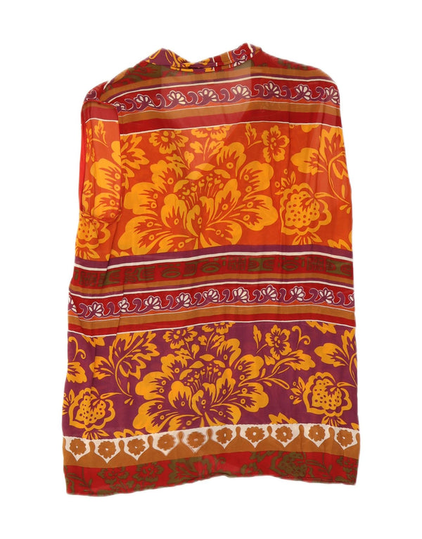 Sara Glenzer Dame ærmeløs skjorte bluse IT 50 XL Orange Floral Viscose