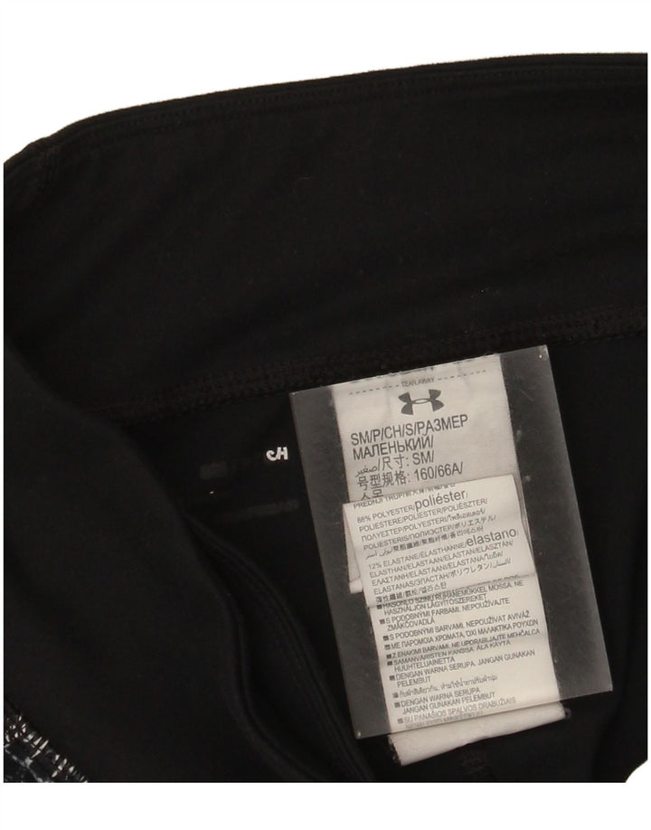 Under Armour Dame Capri Leggings UK 10 Lille sort ternet polyester