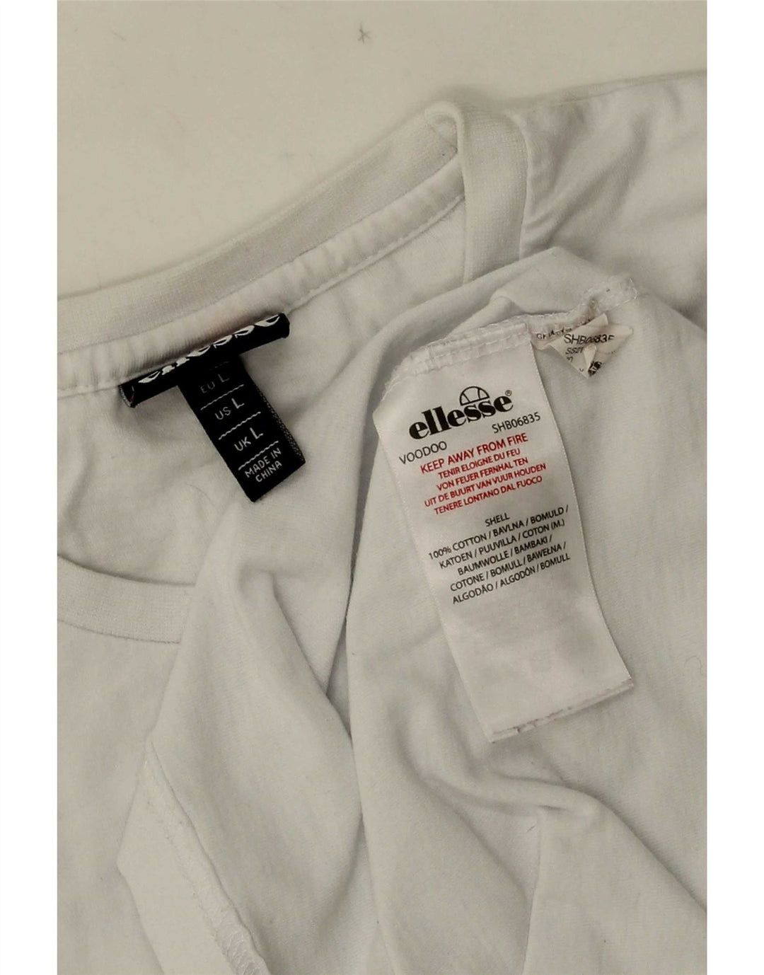 Ellesse Herre T-Shirt Top Stor Hvid Bomuld