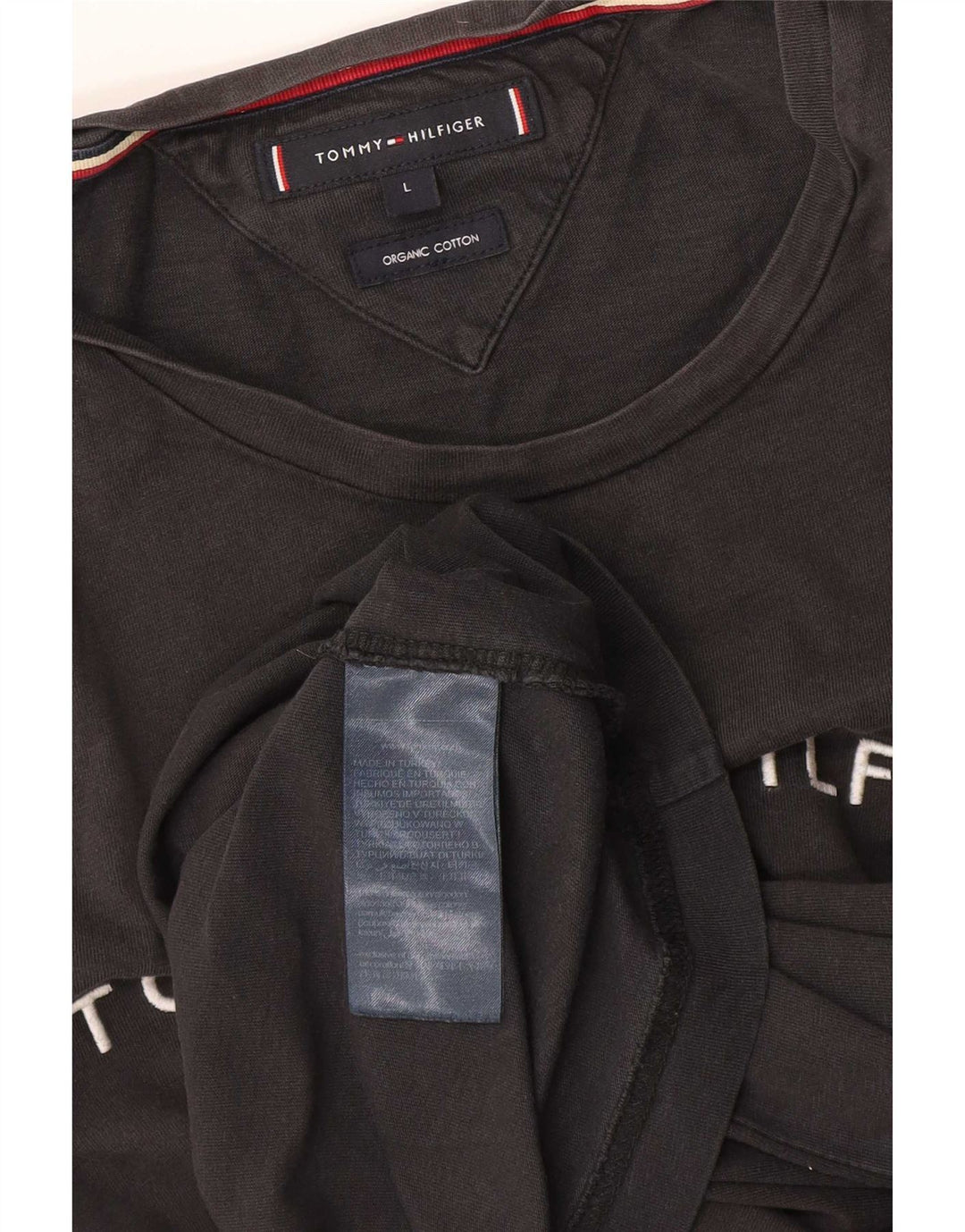 TOMMY HILFIGER Herre grafisk T-shirt Top Stor grå bomuld