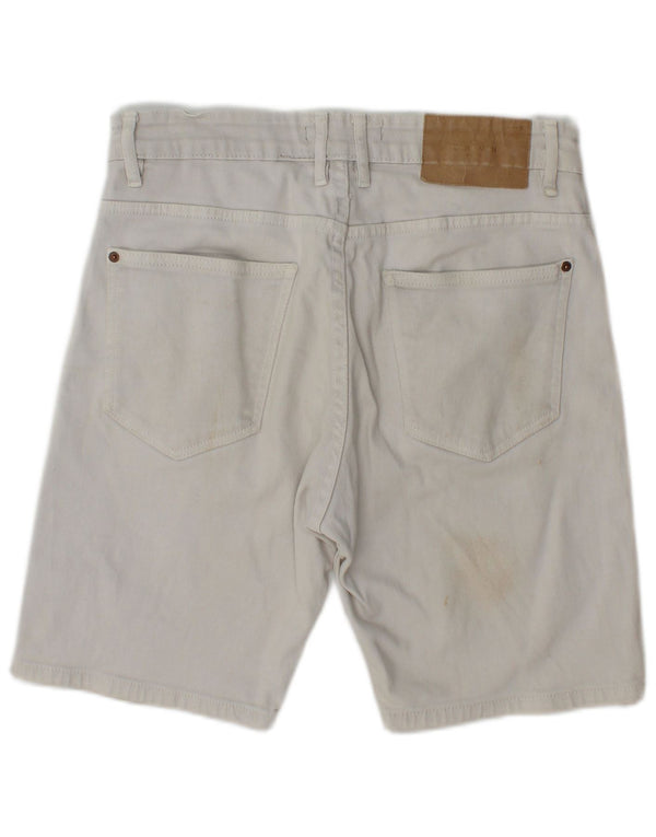 Zara Herre Denim Shorts EU 40 Medium W30 Beige Bomuld