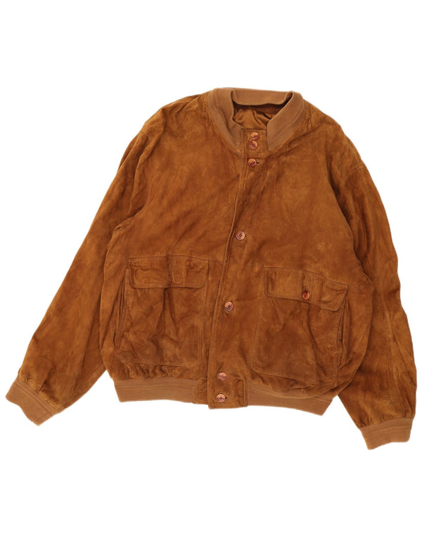Vintage herre ruskind bomberjakke IT 56 3XL Brun
