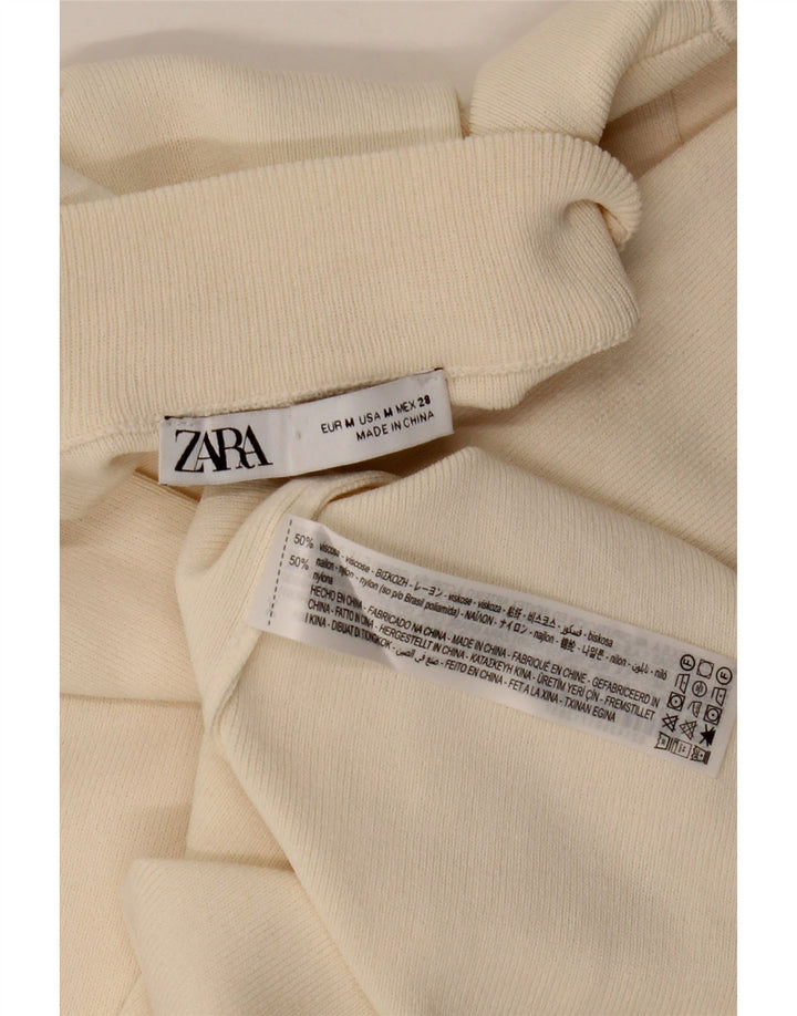 Zara Langærmet Maxikjole til kvinder UK 12 Medium Off White Viscose