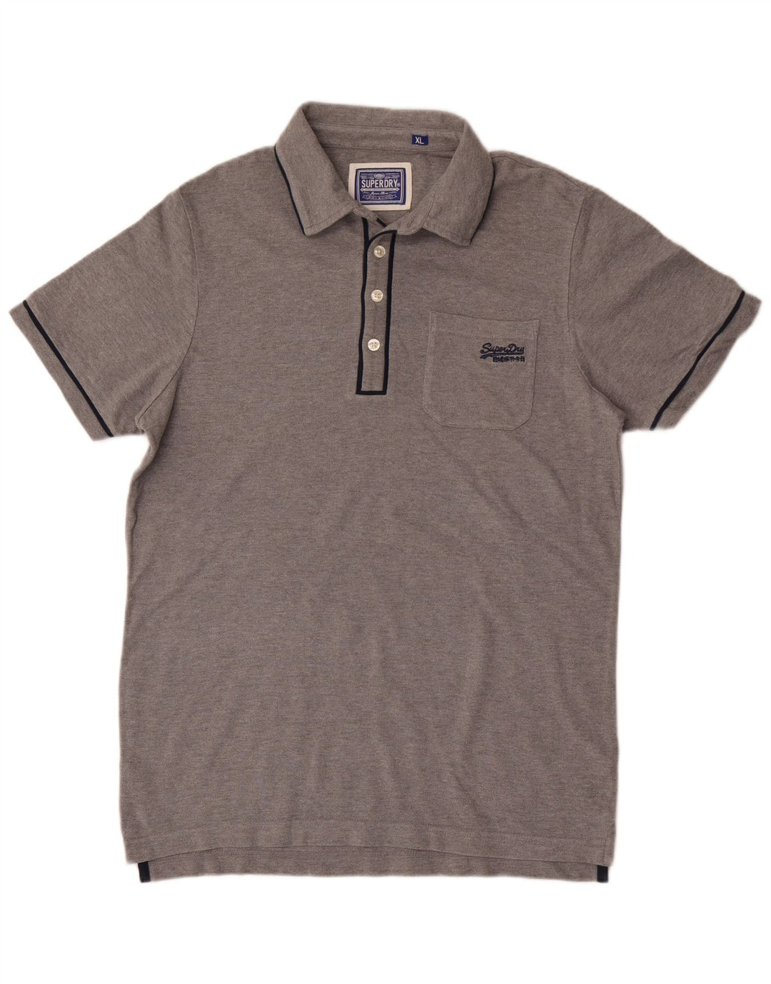Superdry Polo Shirt til mænd XL Grå Flecked Bomuld