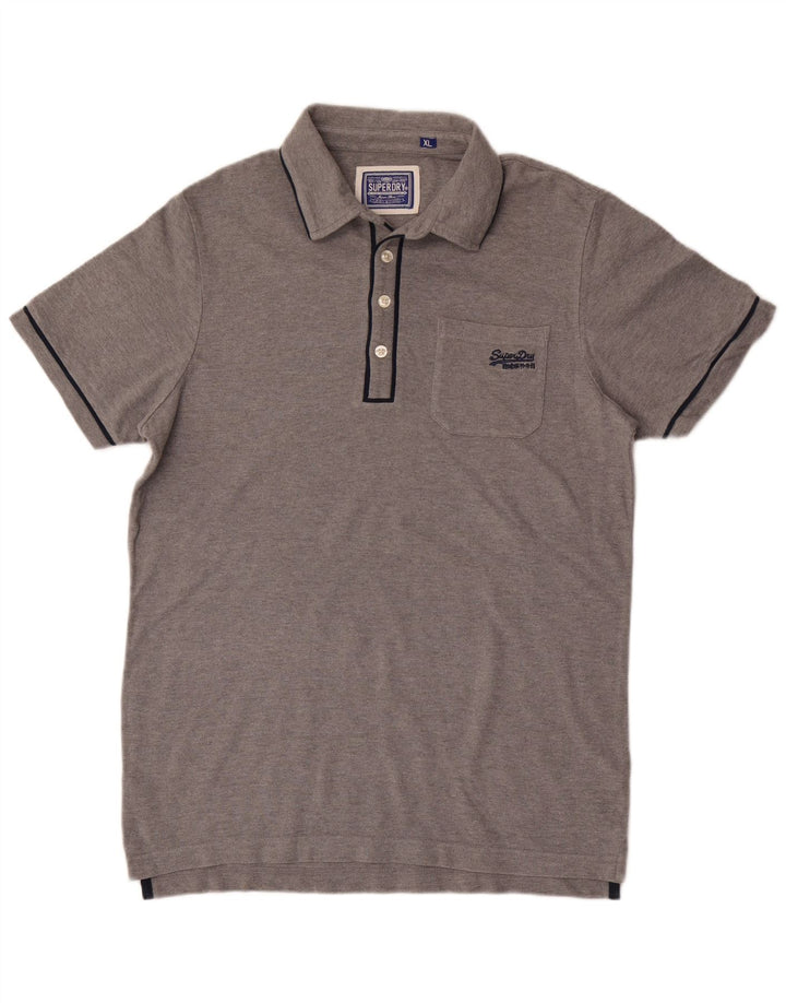 Superdry Polo Shirt til mænd XL Grå Flecked Bomuld