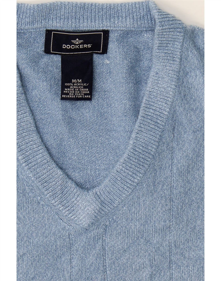DOCKERS Mens V-Neck Jumper Sweater Medium Blue Acrylic Vintage Dockers and Second-Hand Dockers from Messina Hembry 