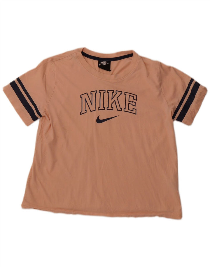 NIKE Grafisk T-Shirt Top UK 14 Stor Pink Bomuld