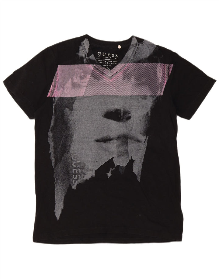 Guess Herre grafisk T-shirt Top Medium Sort Bomuld