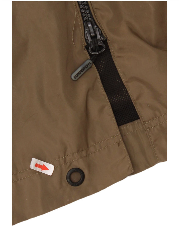 Superdry Regnjakke med hætte til kvinder UK 14 Stor Khaki Polyester