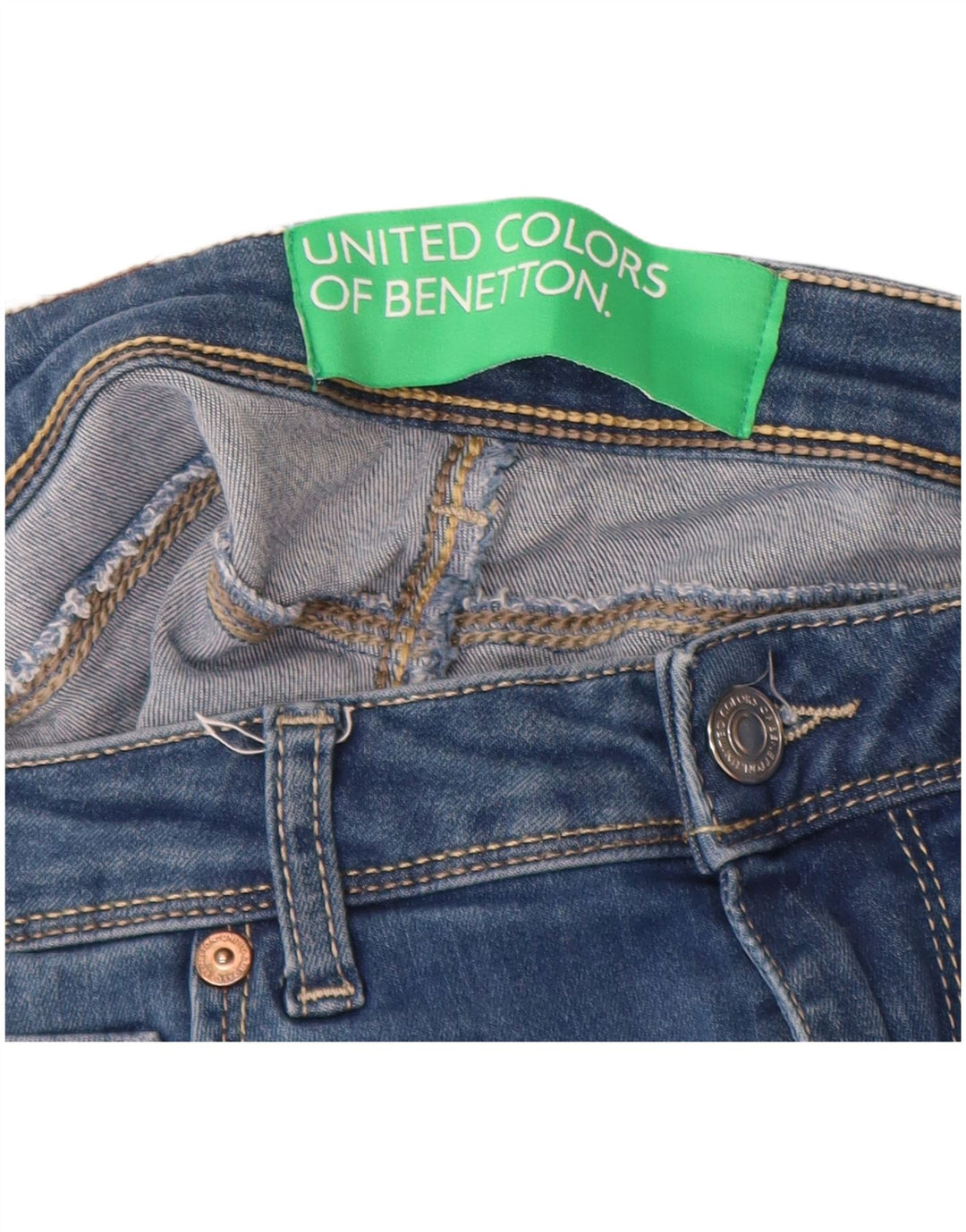 BENETTON Dame Skinny Jeans W32 L31 Blå Bomuld