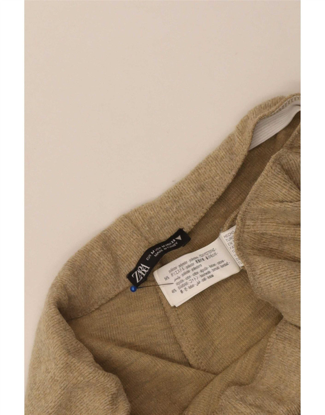 Zara Womens High Waist Tracksuit Bukser UK 12 Medium Beige Polyester