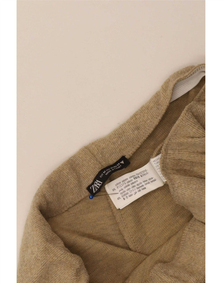 Zara Womens High Waist Tracksuit Bukser UK 12 Medium Beige Polyester