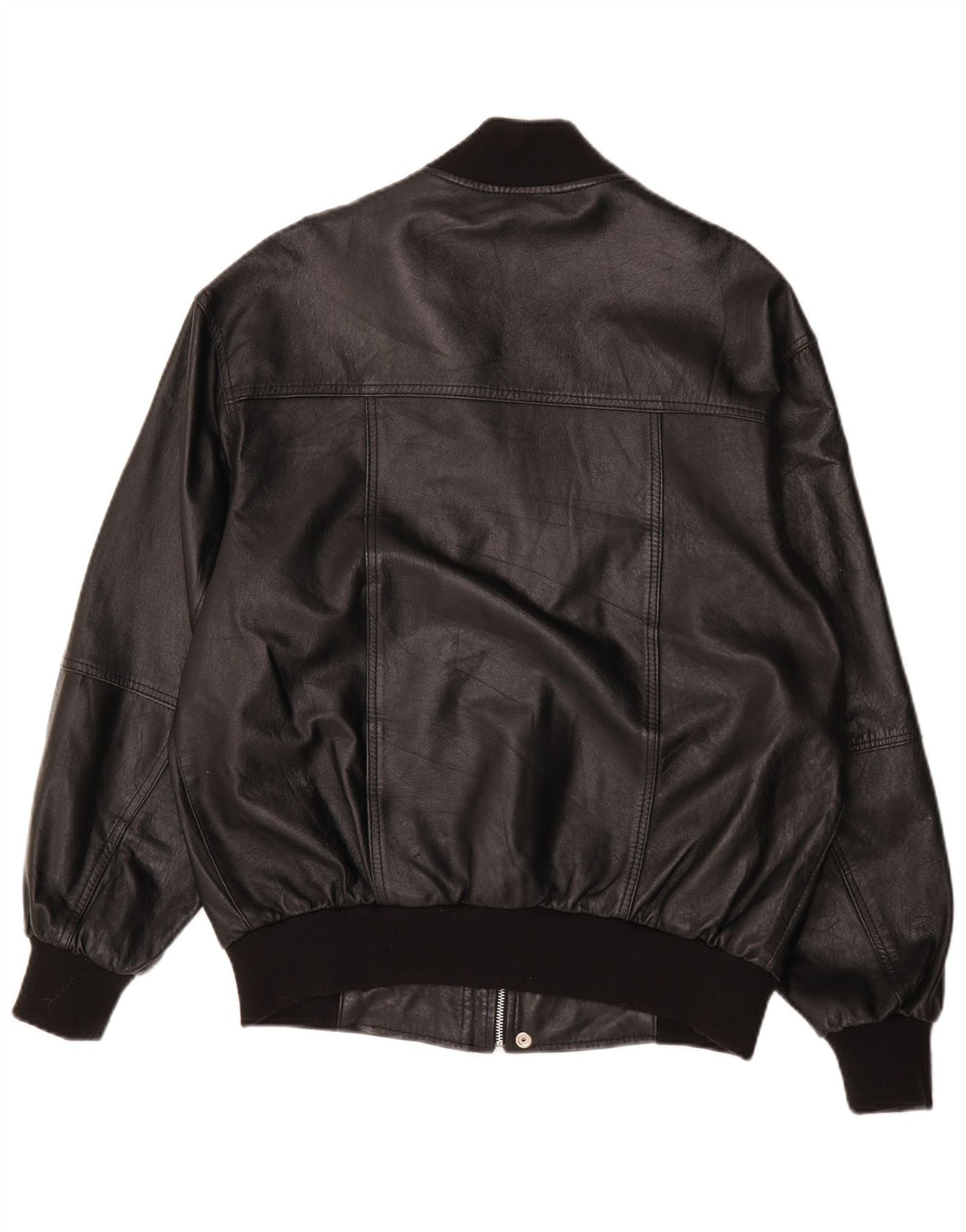 Vintage Herre Bomber Læderjakke UK 38 Medium Sort Læder