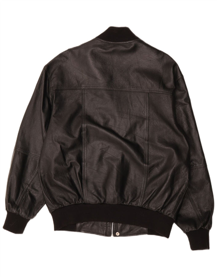 Vintage Herre Bomber Læderjakke UK 38 Medium Sort Læder