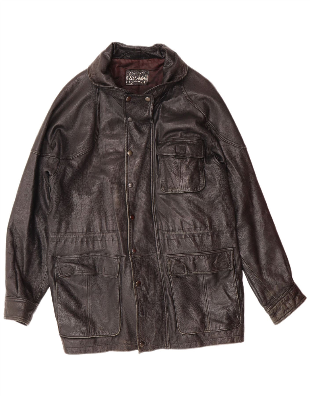 VINTAGE Herre Læderjakke UK 40 Stor Sort Læder