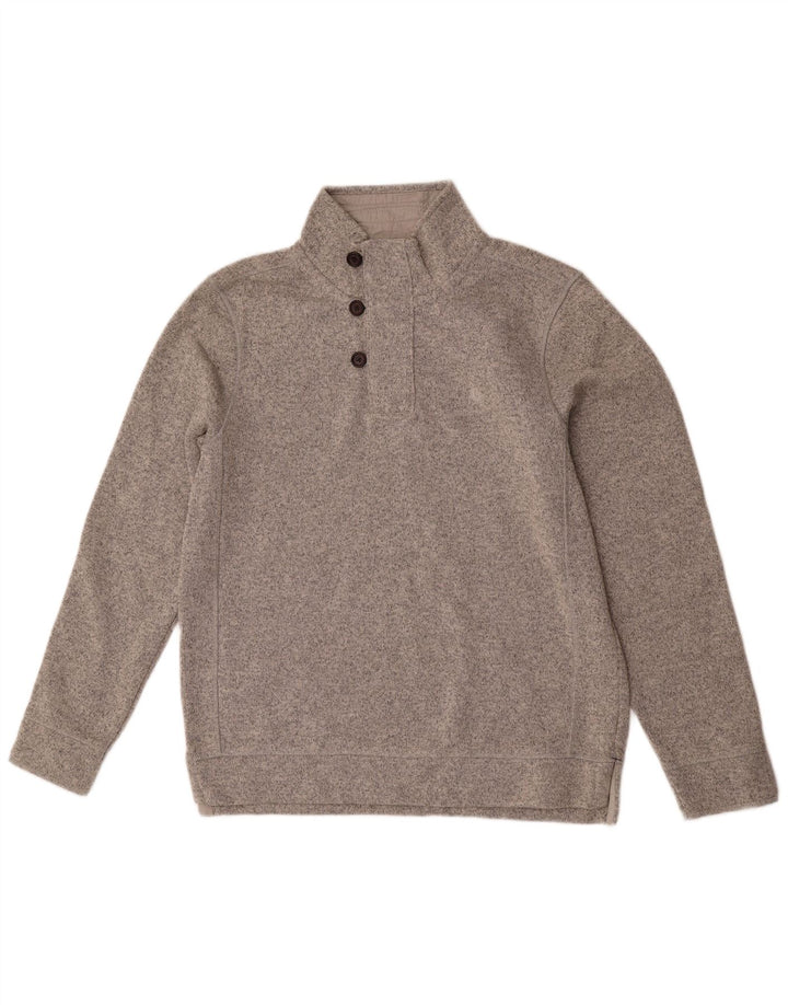 FED FACE Herre Airlie Button Neck Sweatshirt Jumper Large Grå Flecked