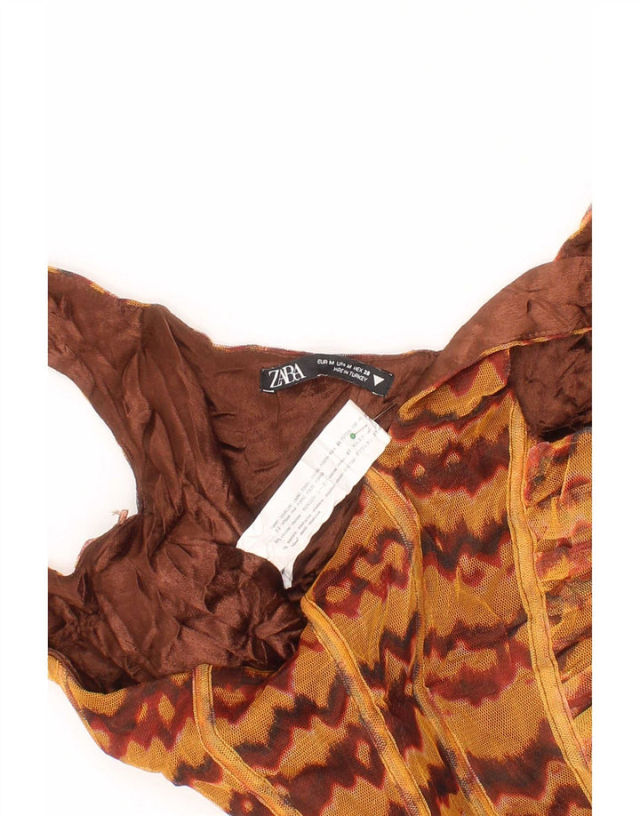 Zara Dame Crop Top Medium Brun Viscose Bohemian