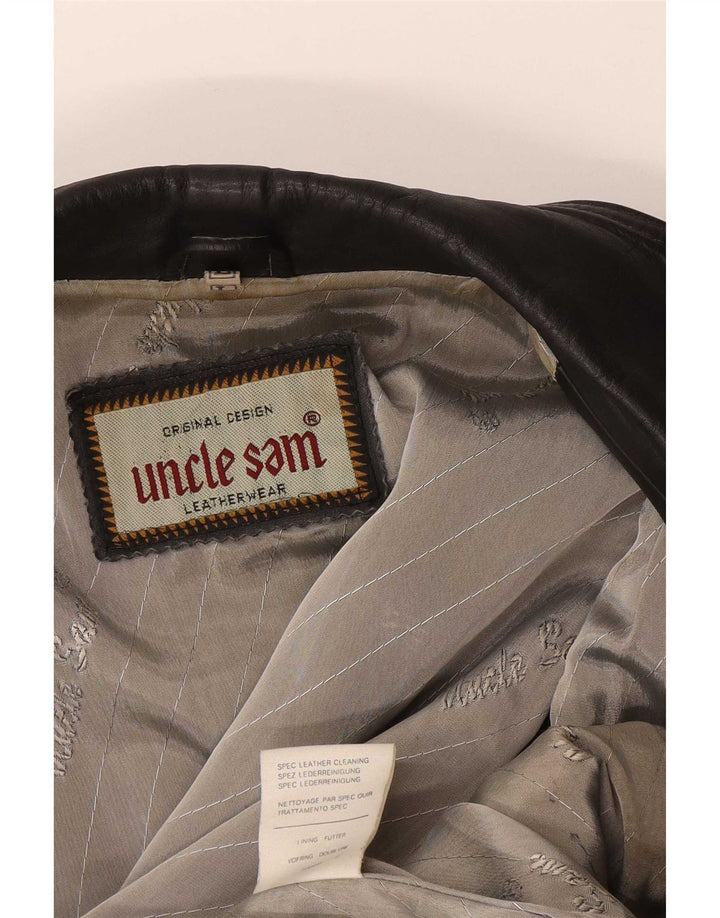Uncle Sam Herre Læder Gilet Stor Sort Læder