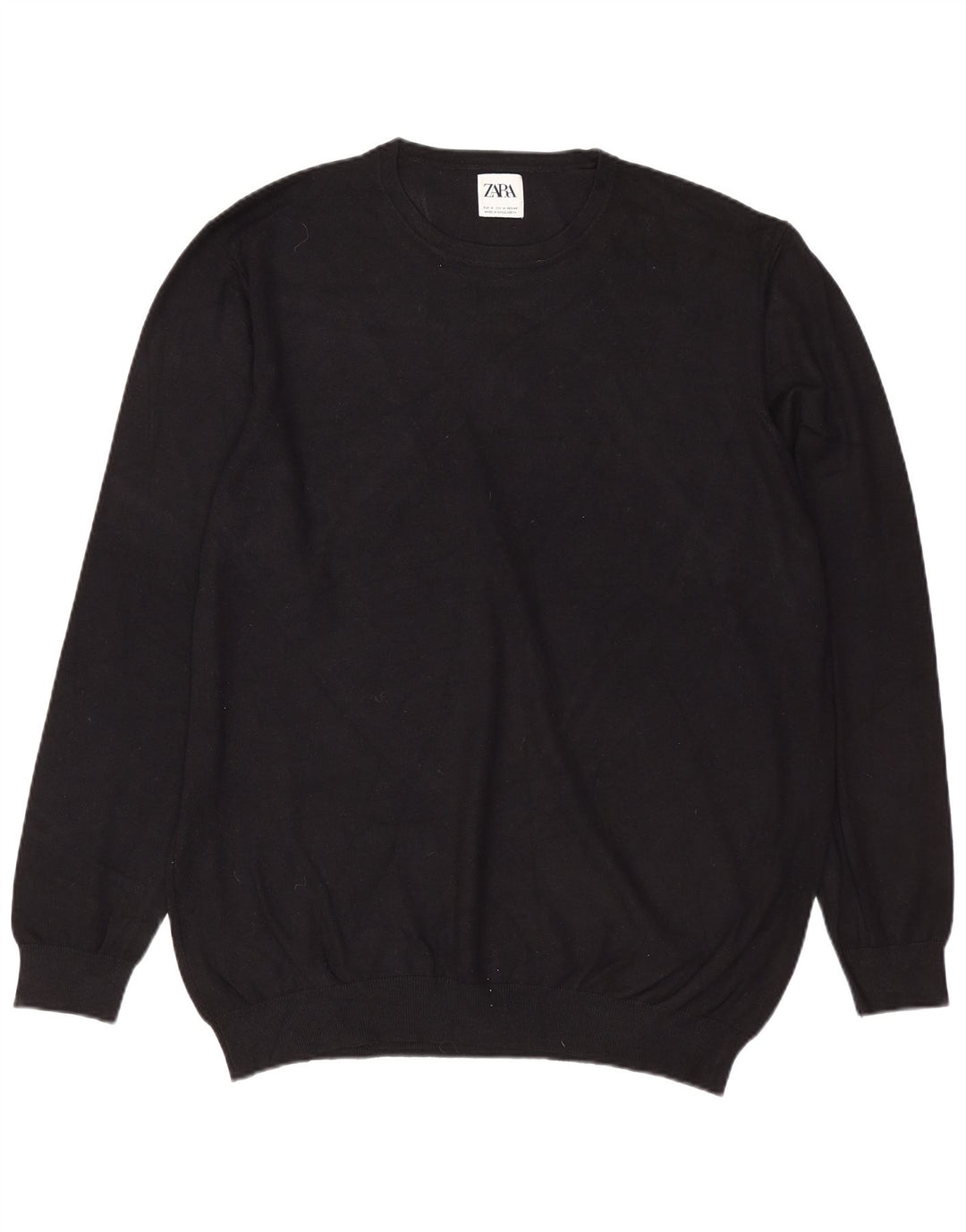 ZARA sweater med rund hals til mænd Medium sort viskose