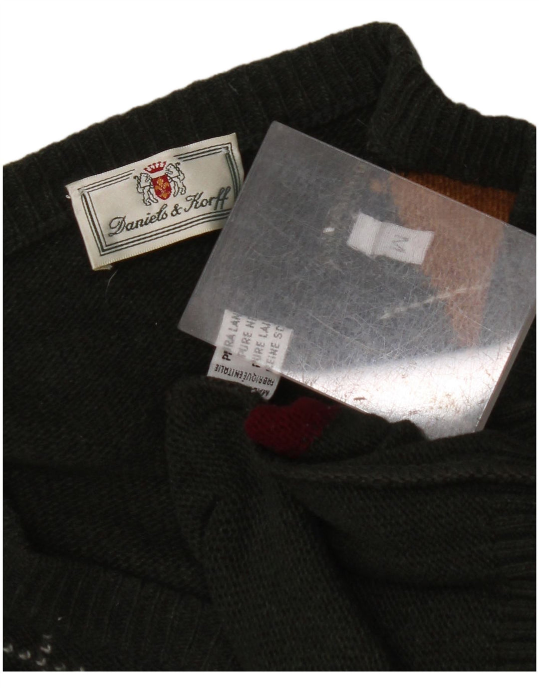 VINTAGE Herre V-hals sweater Medium Green Argyle/Diamond New Wool