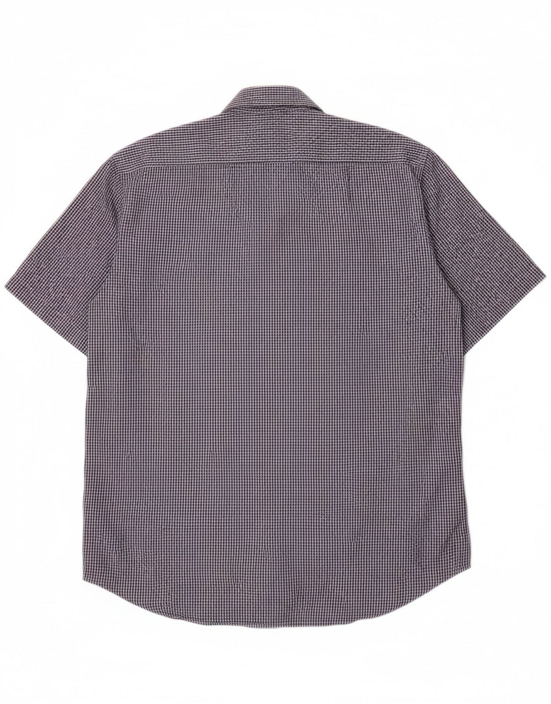 ARMANI Mens Short Sleeve Shirt Large Blue Gingham Cotton