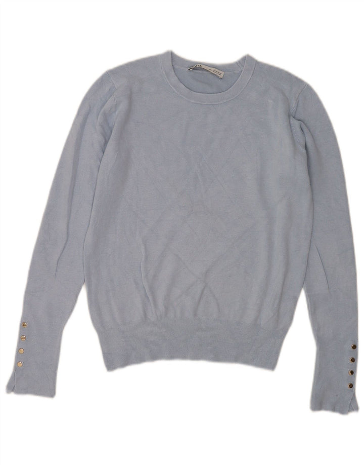Zara Dame sweater med rund hals DK 12 Medium Blue Viscose