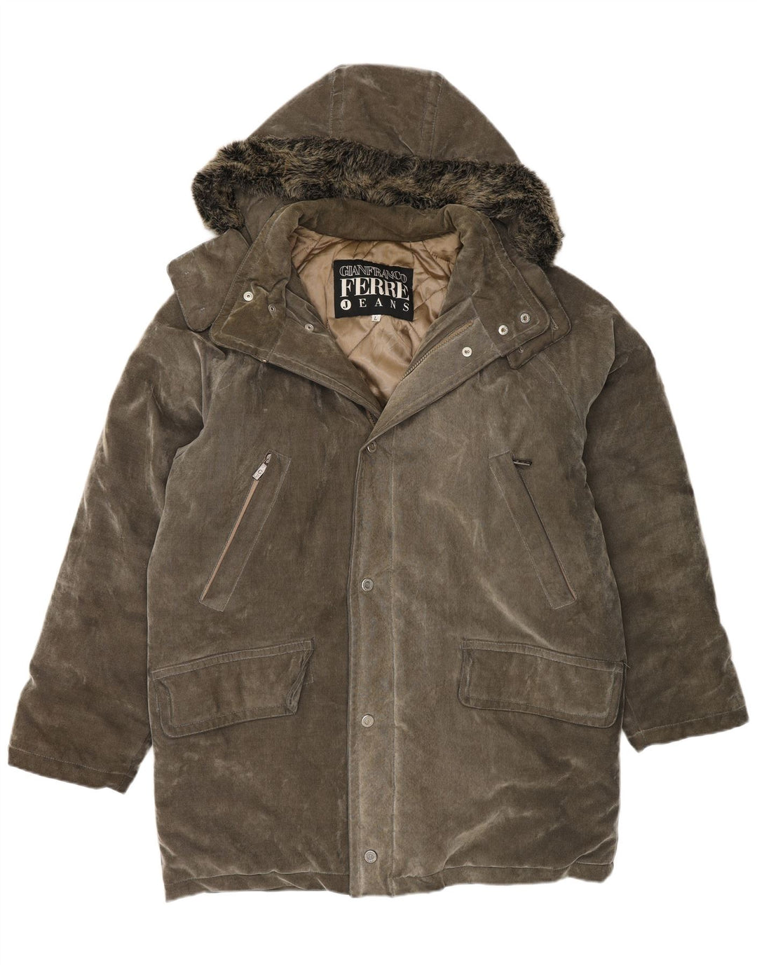 Gianfranco Ferre Herre Hooded Parka Jacket UK 40 Large Grey