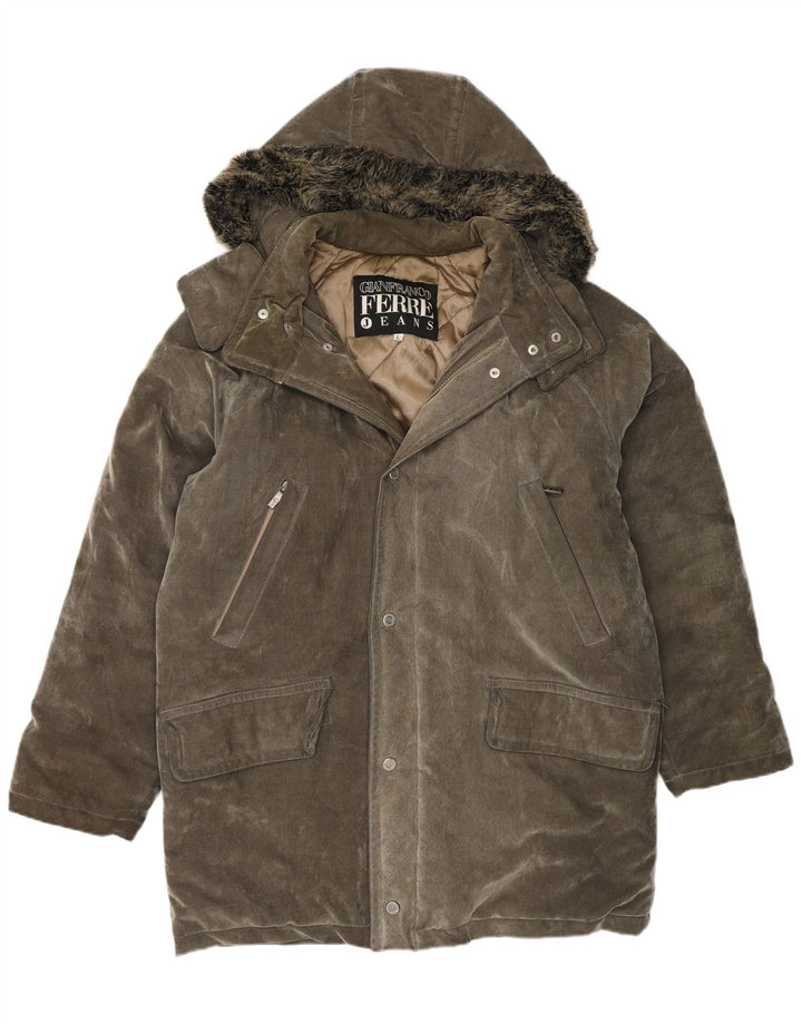 Gianfranco Ferre Herre Hooded Parka Jacket UK 40 Large Grey