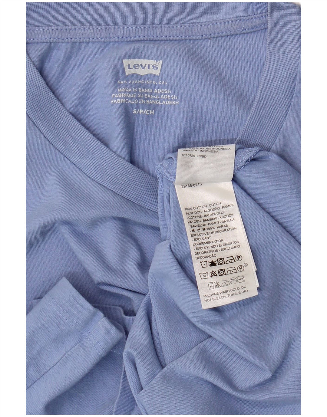 Levi's Dame T-Shirt Top UK 10 Lille Blå Bomuld