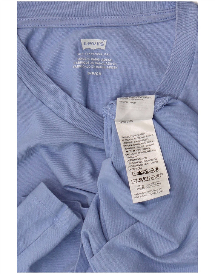 Levi's Dame T-Shirt Top UK 10 Lille Blå Bomuld