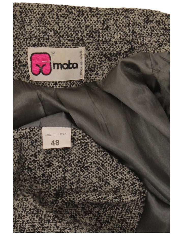 Vintage dame 2-knaps blazerjakke IT 48 XL Grå Flecked Uld