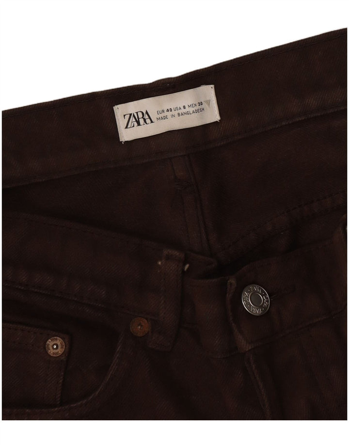 Zara Dame Højtaljede Straight Jeans EU 40 Medium W30 L28 Brun