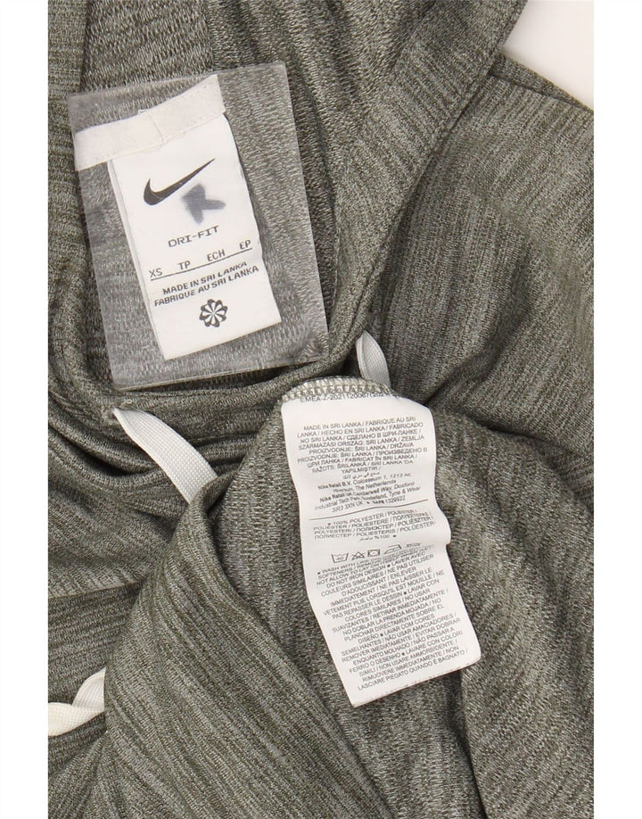 NIKE Dri Fit Hoodie Jumper UK 6 XS Khaki Flecked Polyester