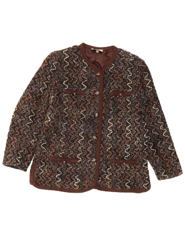 Maglificio Dame 5 Button Blazer Jacket UK 16 Large Brown Chevron Wool