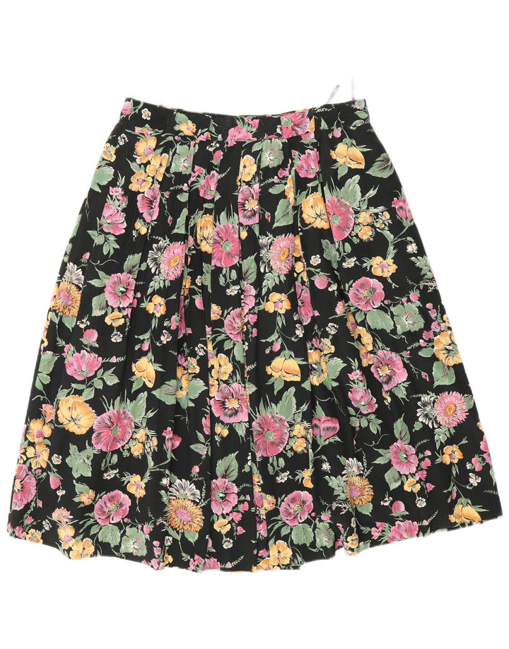 C&A plisseret nederdel til kvinder W30 Medium Black Floral Viscose