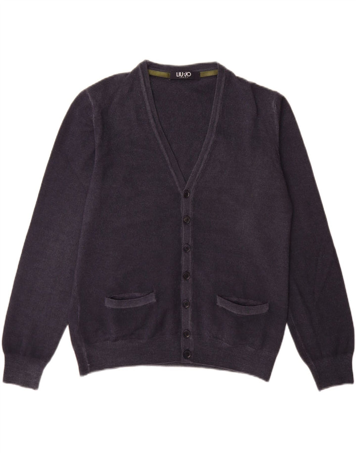 Liu Jo Herre cardigan sweater Stor marineblå uld
