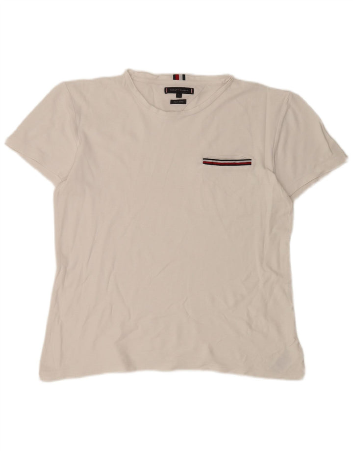 Tommy Hilfiger Herre T-Shirt Top Stor Hvid Bomuld
