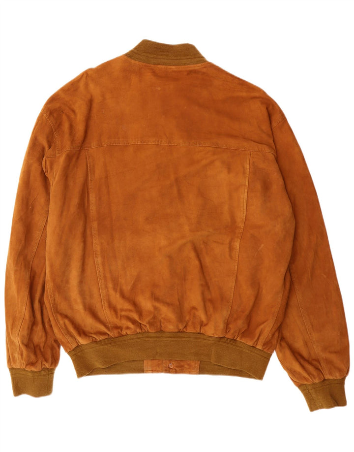 ZARRO Mens Suede Bomber Jacket UK 42 XL Brown Leather