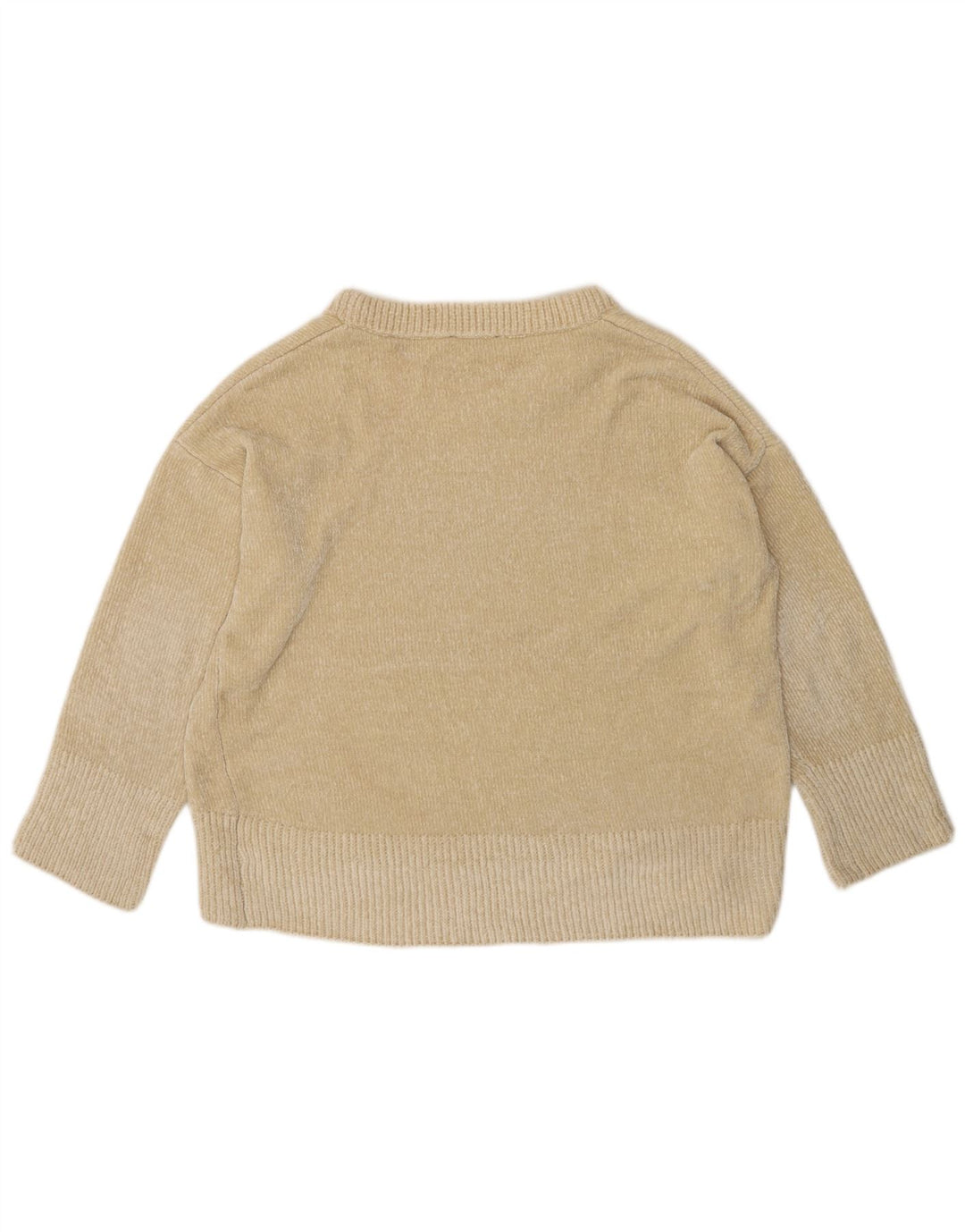 ZARA Dame Oversized Boat Neck Jumper Sweater UK 14 Medium Beige