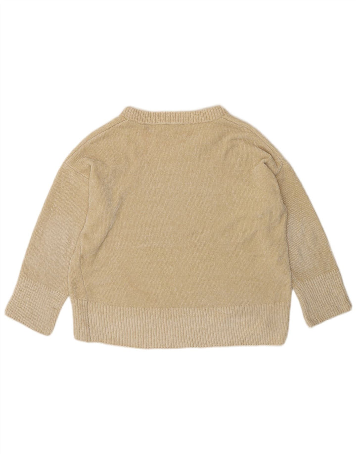 ZARA Dame Oversized Boat Neck Jumper Sweater UK 14 Medium Beige