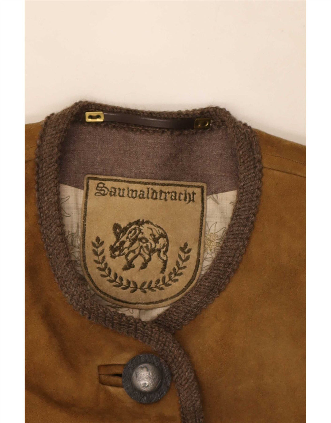 Vintage dame 5-knaps blazerjakke UK 14 Medium Brown Colourblock