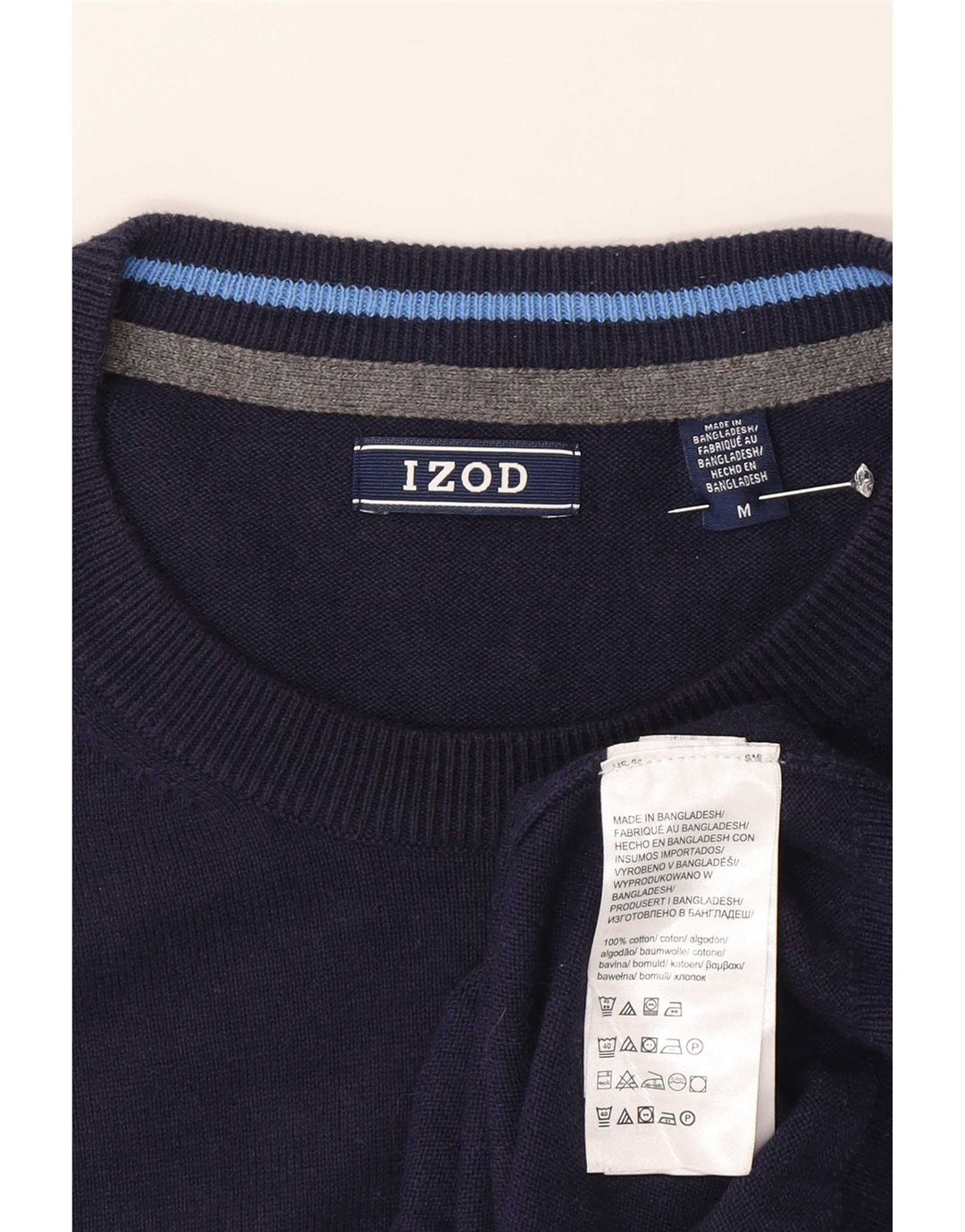 Izod Herre Crew Neck Jumper Sweater Medium Navy Blue Bomuld